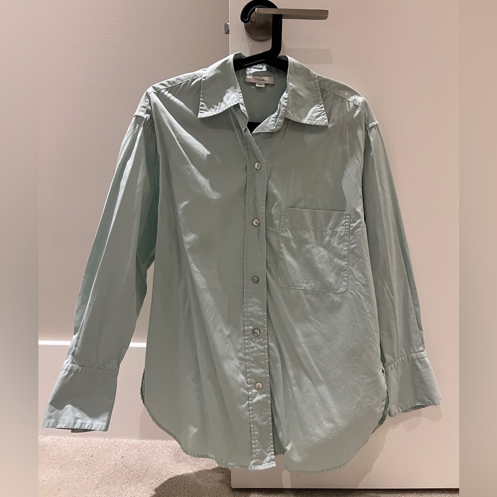 Vince Pale Mint Cotton Button-Down Shirt - Picture 4 of 10